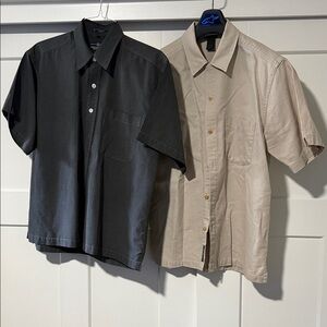 Men's Black and Tan Short Sleeve Shirts